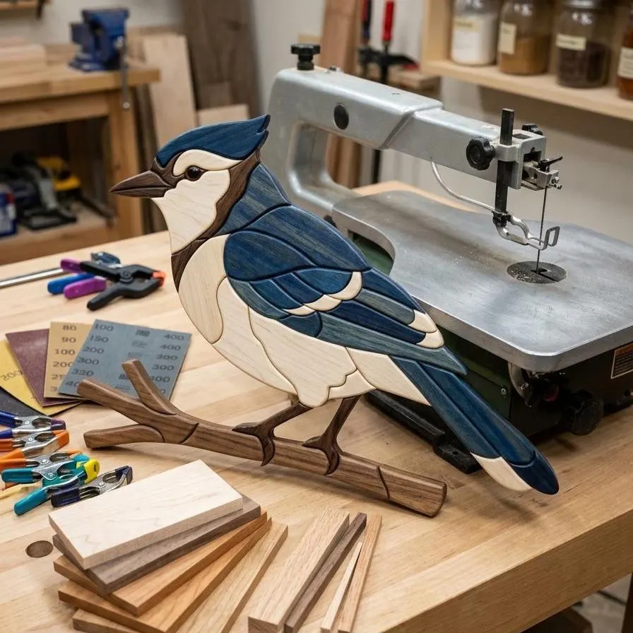 Blue Jay Intarsia Pattern PDF | Scroll Saw Woodworking Template | DIY Bird Wood Art Plan | Beginner Friendly Digital Download