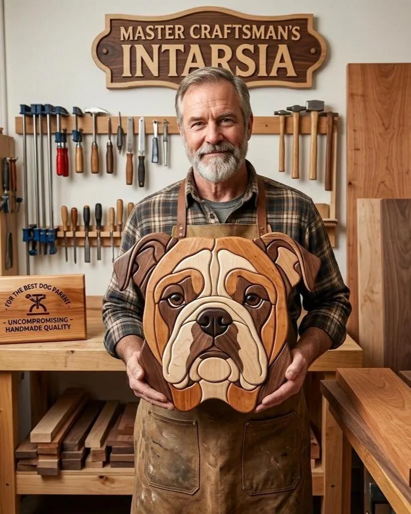 Bulldog Head Intarsia Pattern PDF | Scroll Saw Woodworking Template | Beginner Friendly DIY Bulldog Wall Art Digital Download