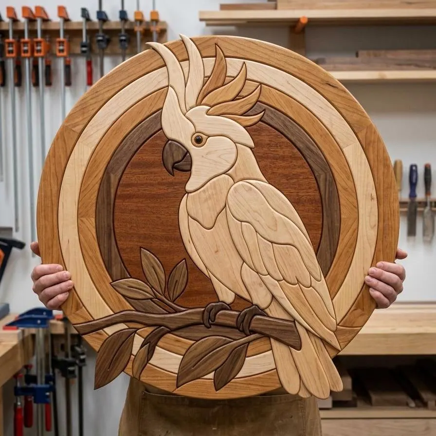 Cockatoo Intarsia Pattern PDF | Tropical Bird Woodworking Pattern | DIY Scroll Saw Project | Beginner Wooden Wall Art Plan