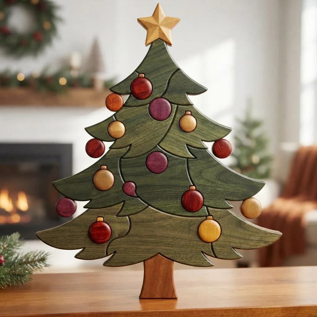 Christmas Tree Intarsia Pattern, Woodworking PDF, Christmas Wood Art, DIY Wood Tree Pattern, Digital Intarsia Template
