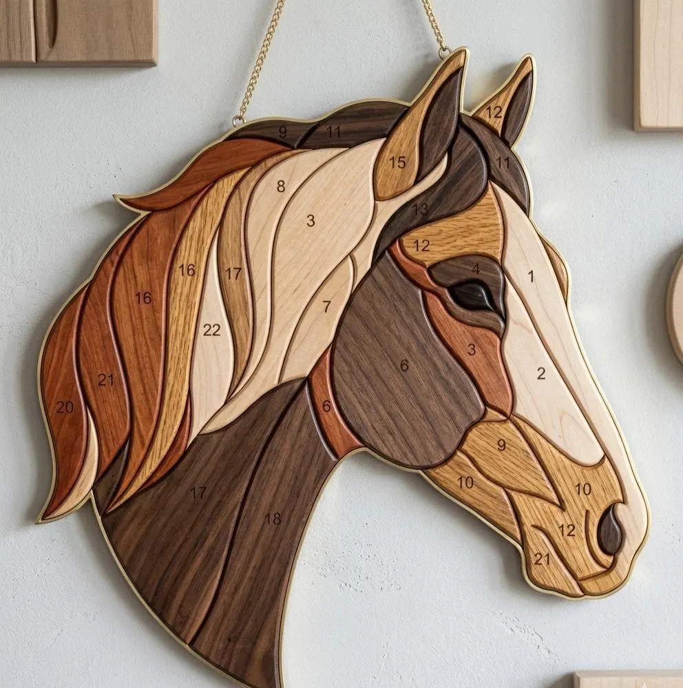 Horse Head Intarsia Pattern PDF, Equestrian Scroll Saw Template, Western Farmhouse Wood Wall Art Plan