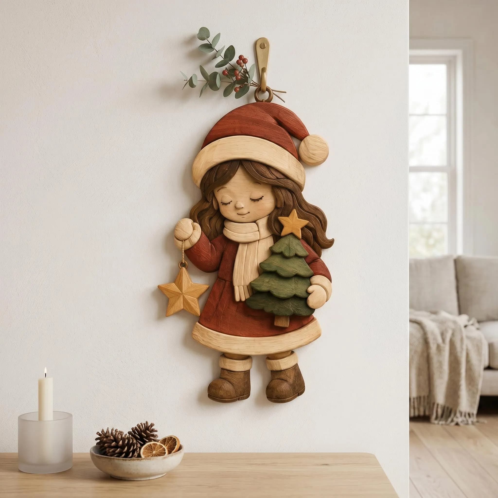 Christmas Girl Intarsia Pattern, Scroll Saw Woodworking Plan (Digital Download)