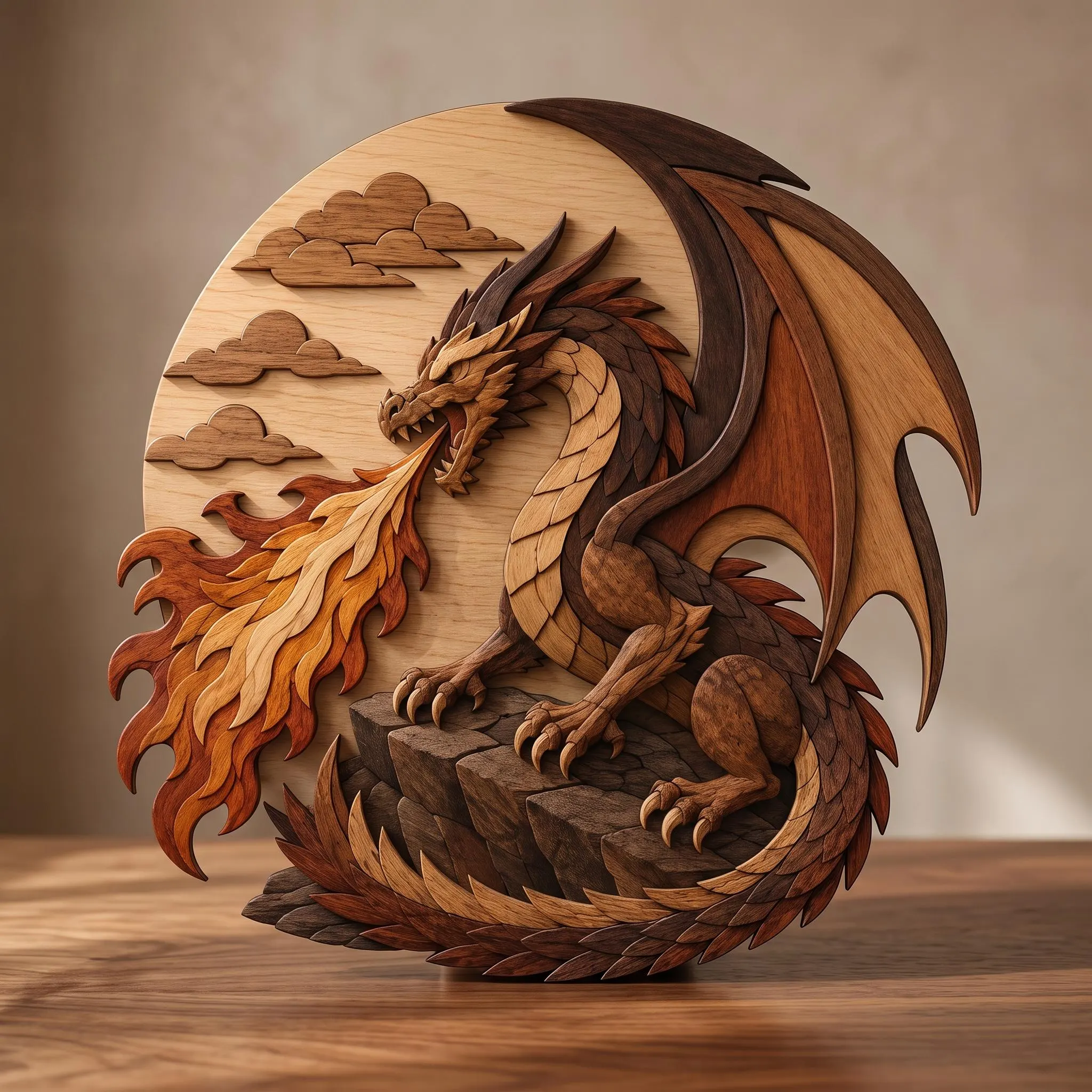 Dragon Intarsia Pattern PDF | Beg-int level Scroll Saw Woodworking Project | Printable Wood Pattern