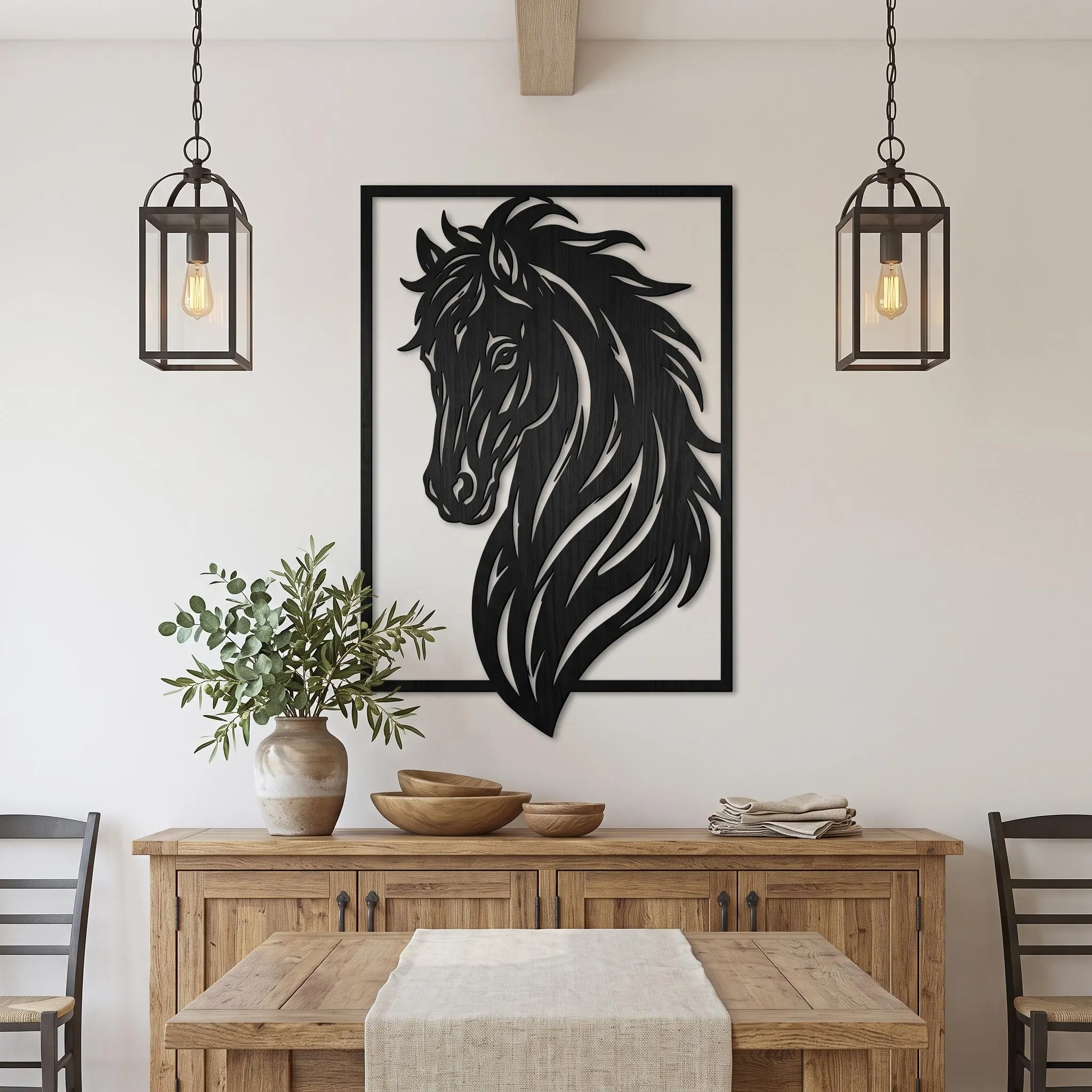 Geometric Horse Head Scroll Saw Pattern | Modern Wood Wall Art (Digital Download)
