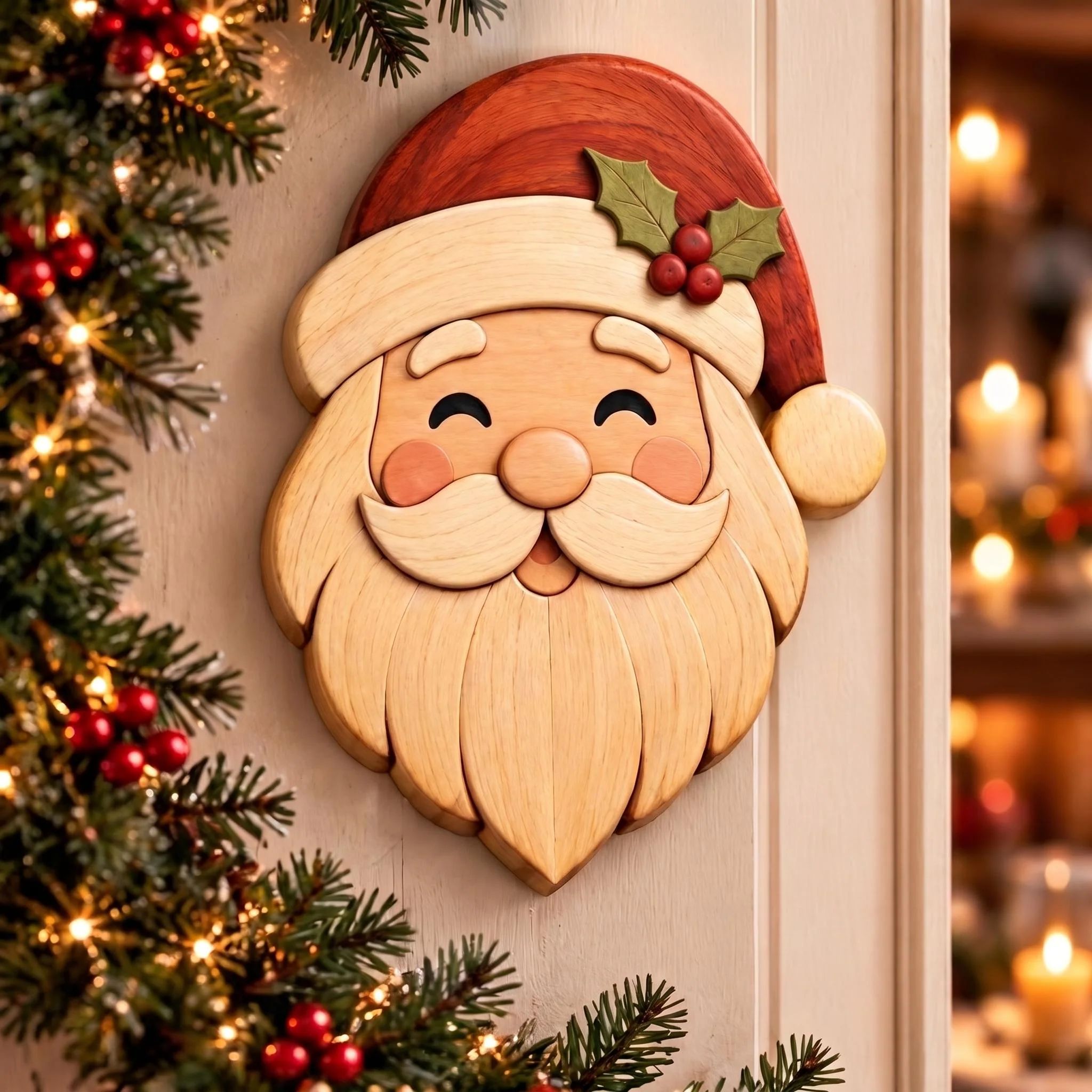 Santa Claus Intarsia Pattern PDF | Christmas Scroll Saw Woodworking Pattern | Beginner Friendly DIY Holiday Wood Craft Template