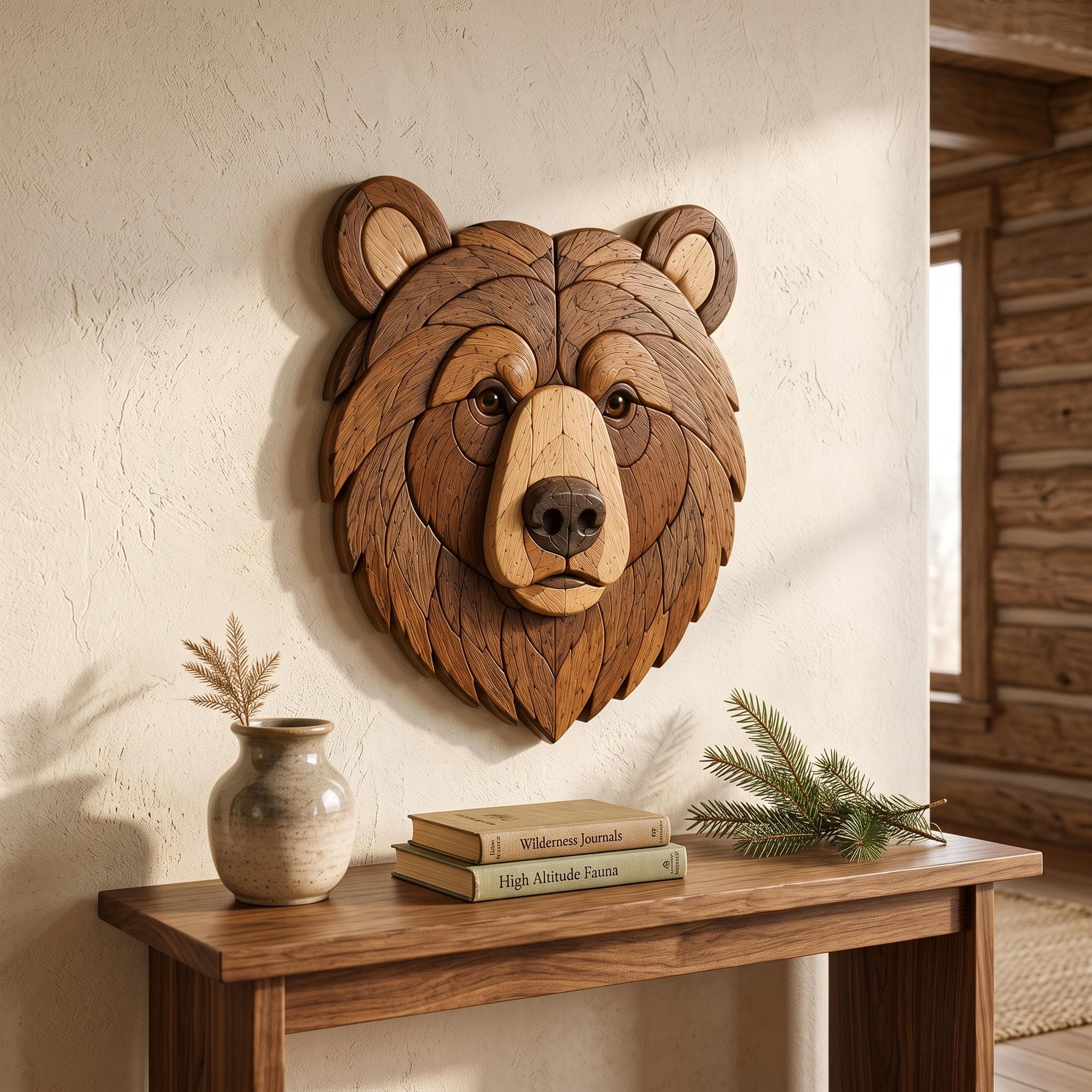 Grizzly Bear Intarsia Woodworking Pattern, Scroll Saw Template (PDF SVG PNG)
