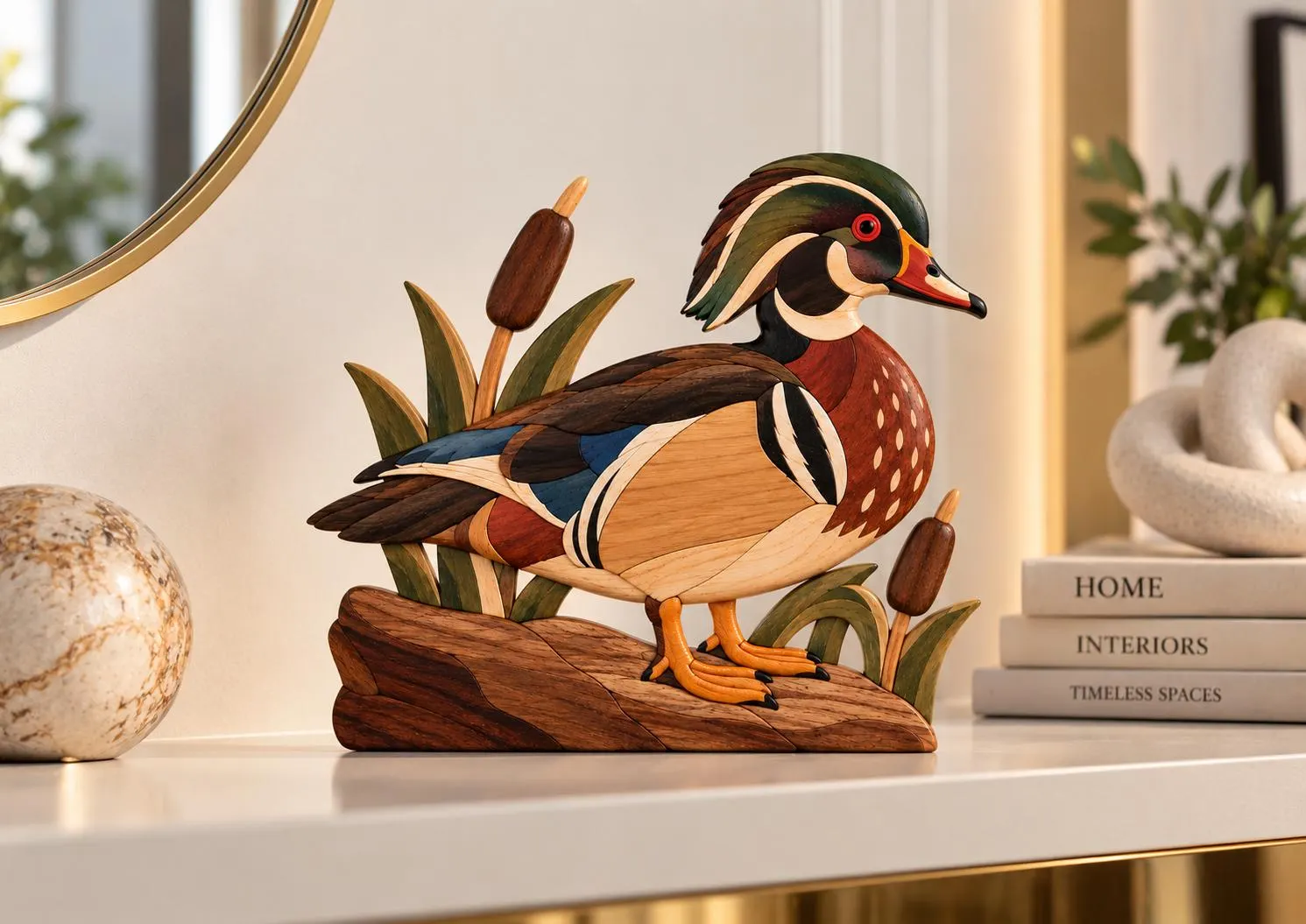 Mandarin Duck Intarsia Pattern, Scroll Saw Woodworking Pattern, Bird Wood Art SVG JPG DXF