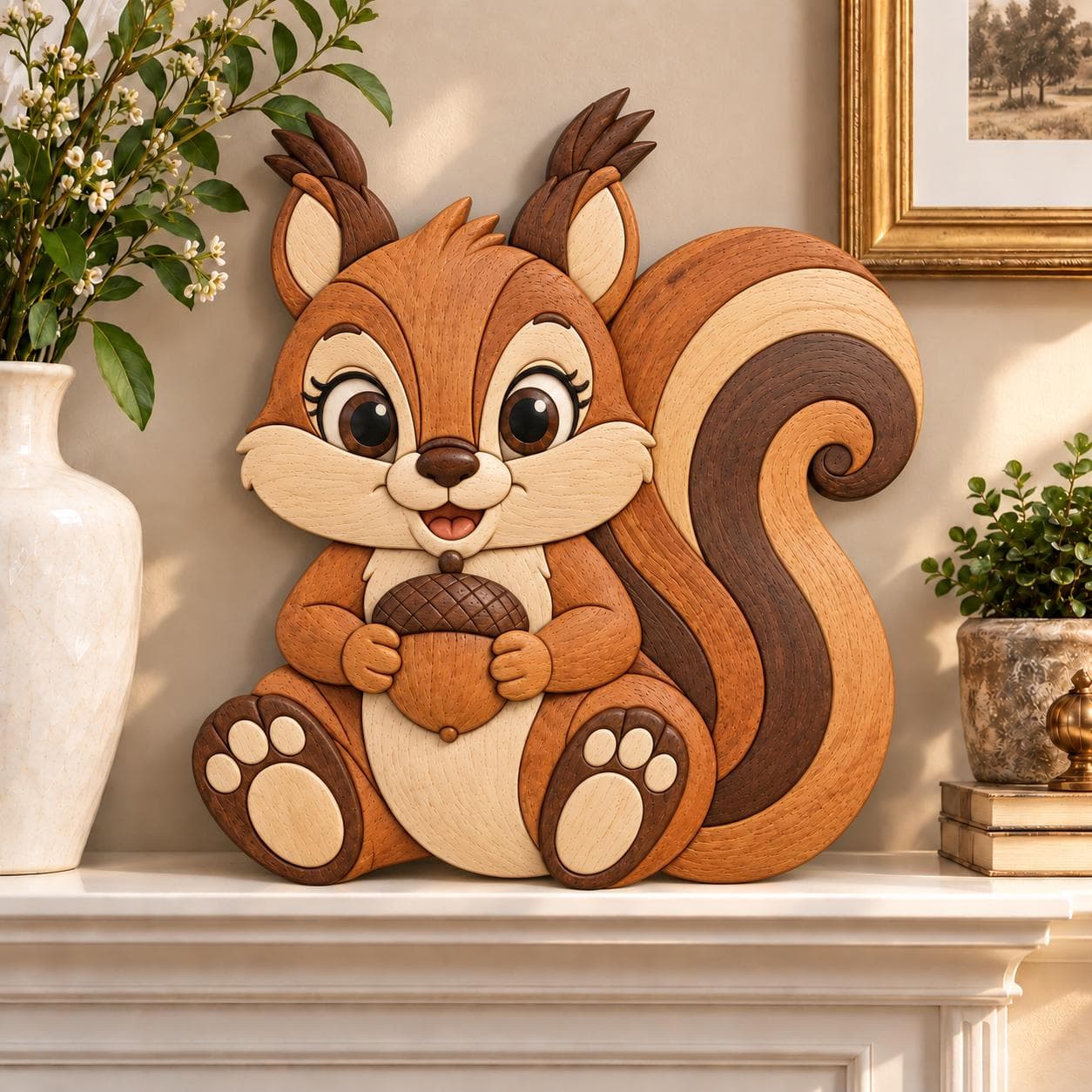 Squirrel Intarsia Pattern, Scroll Saw Woodworking Template, SVG, PNG files, Woodland Animal PDF Digital Download