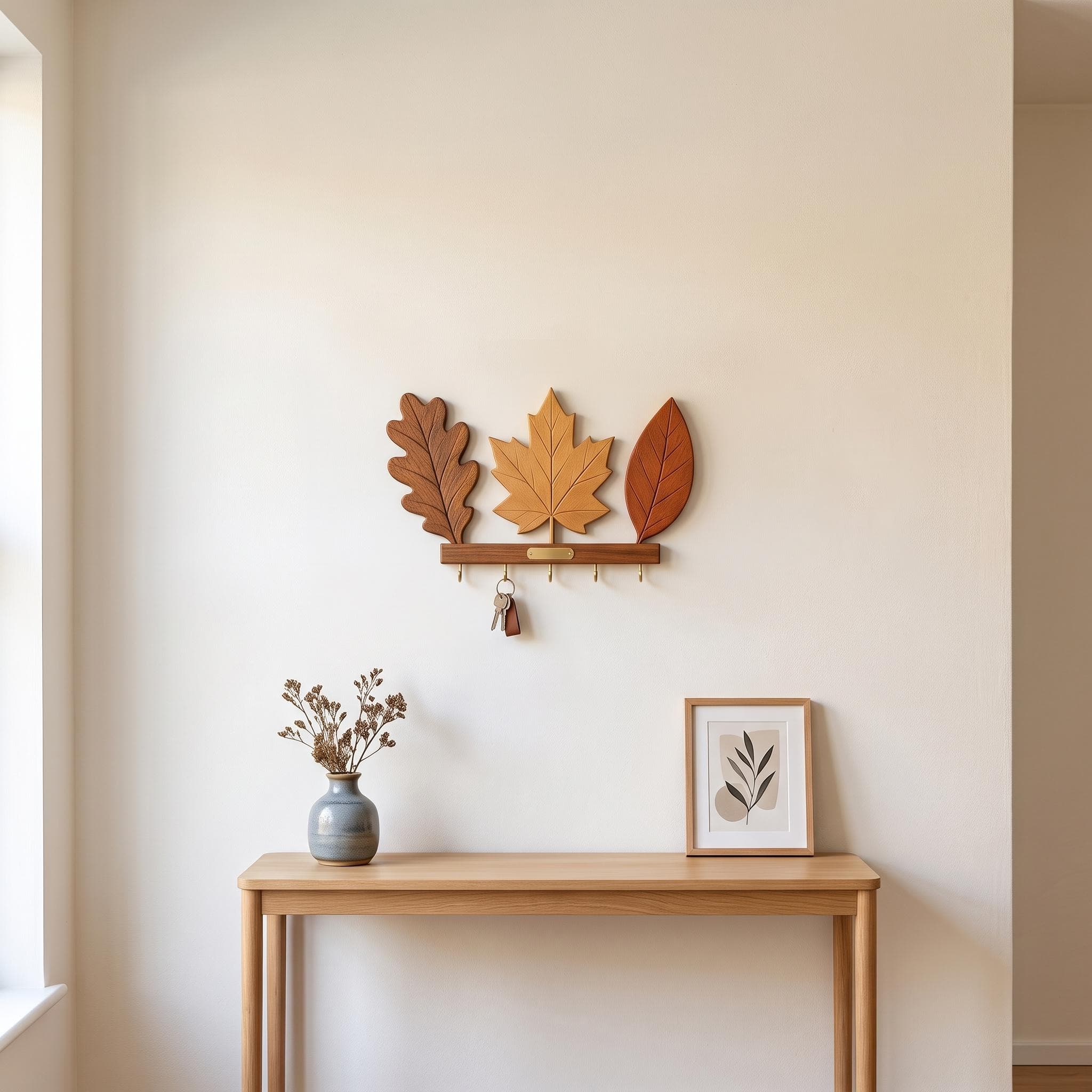 Key Holding Autumn Leaf Intarsia Pattern Bundle | Fall Decor Maple, Oak, Beech Scroll Saw Templates DIY Activity (PDF PNG Download)