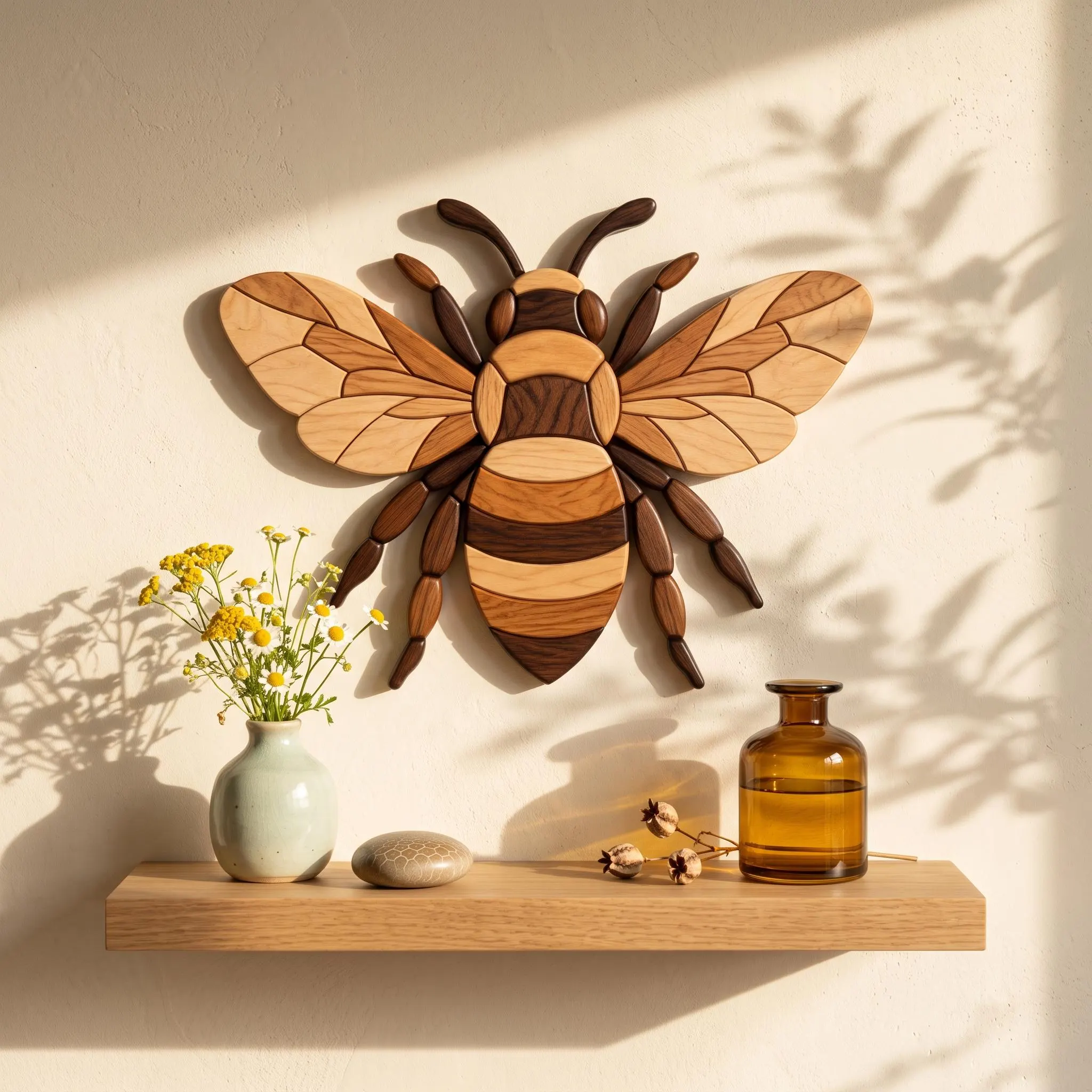 BEE SCROLL SAW Pattern, Wooden Bee Intarsia Pattern, Layered Wood Art Template, Printable Woodworking Digital Download
