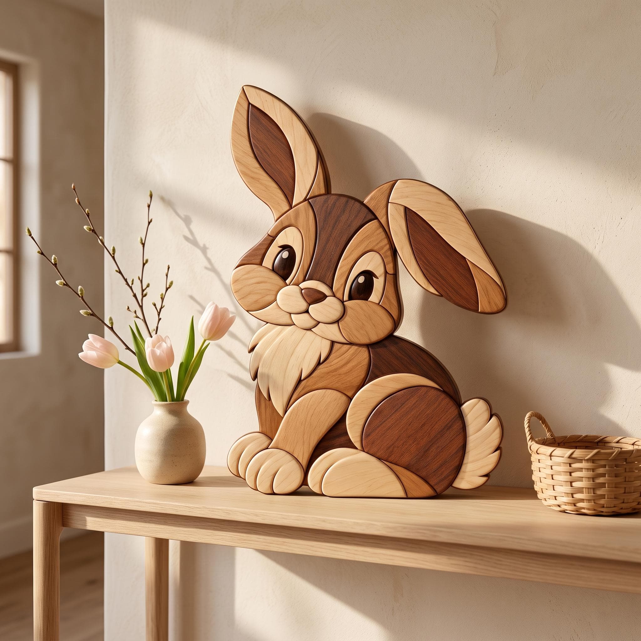 Rabbit Scroll Saw Pattern, Wooden Bunny Intarsia Pattern, Easter Woodworking Template, PDF SVG EPS Digital Download