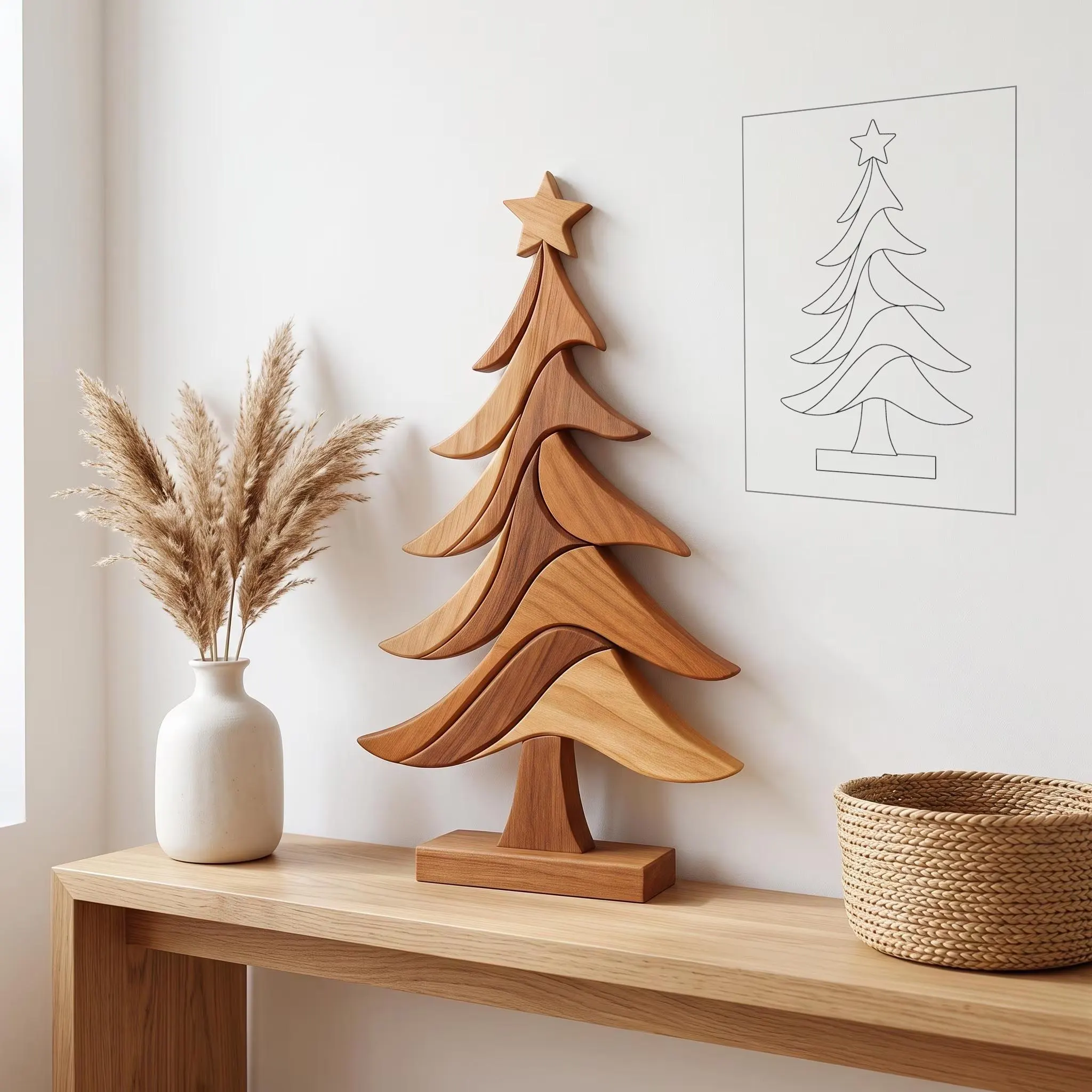 Christmas Tree Intarsia Pattern, Beginner Scroll Saw Woodworking Template (Digital Download)