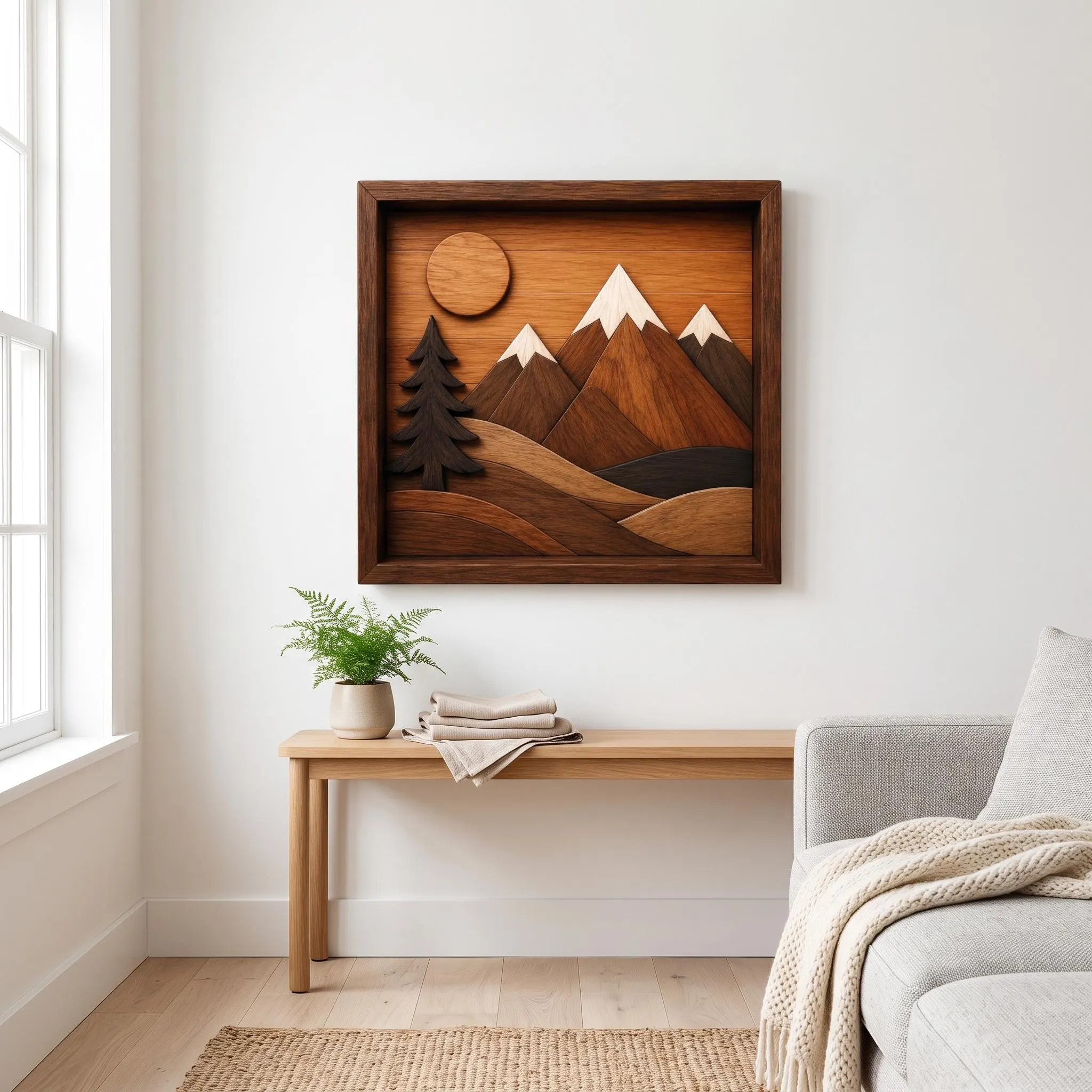 Layered Mountain Landscape Scroll Saw Pattern | Wood Wall Art Template (Digital Download)