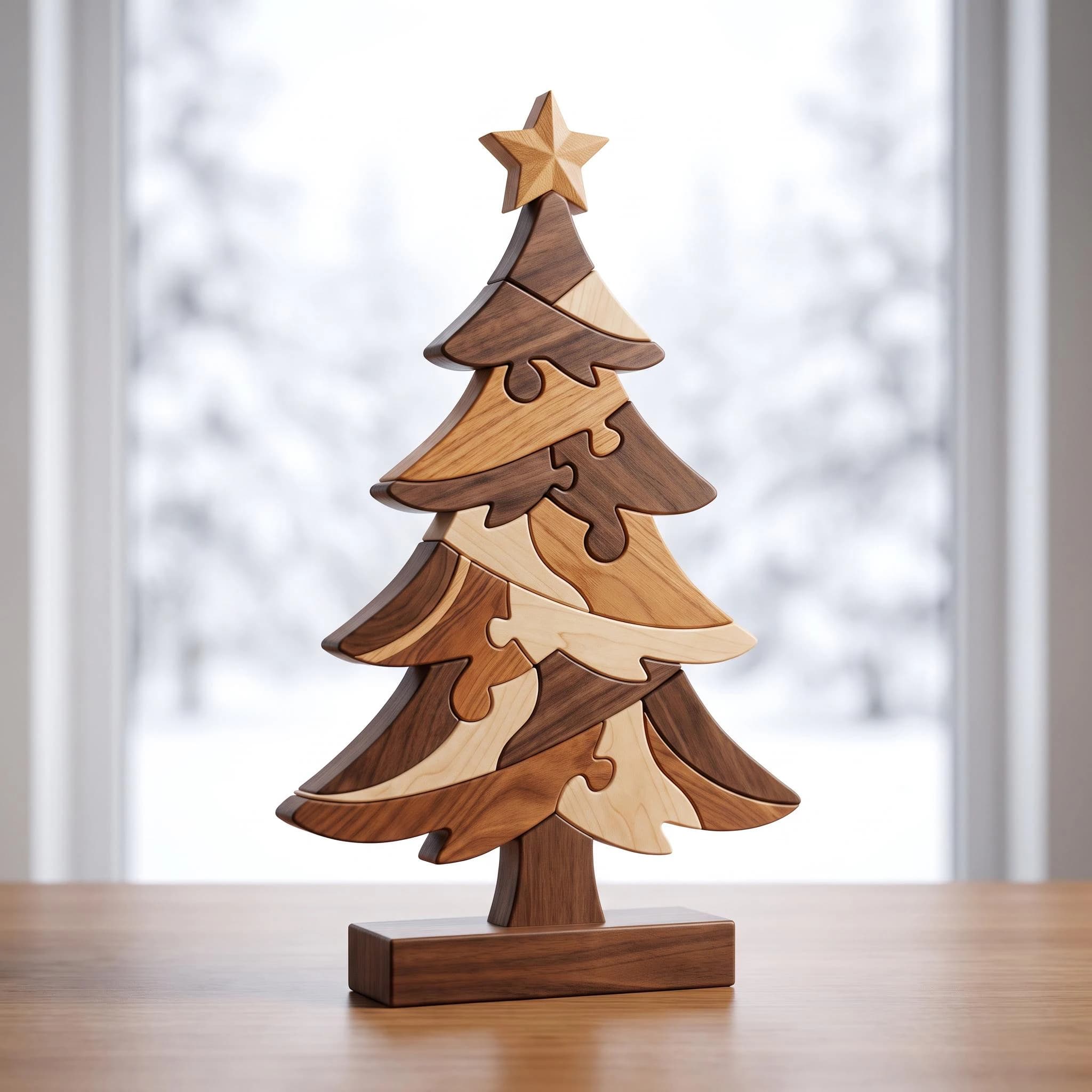 Christmas Tree Intarsia Pattern PDF, Beginner Scroll Saw Woodworking Plan, Easy 22 Piece Wood Inlay Template, DIY Holiday Decor