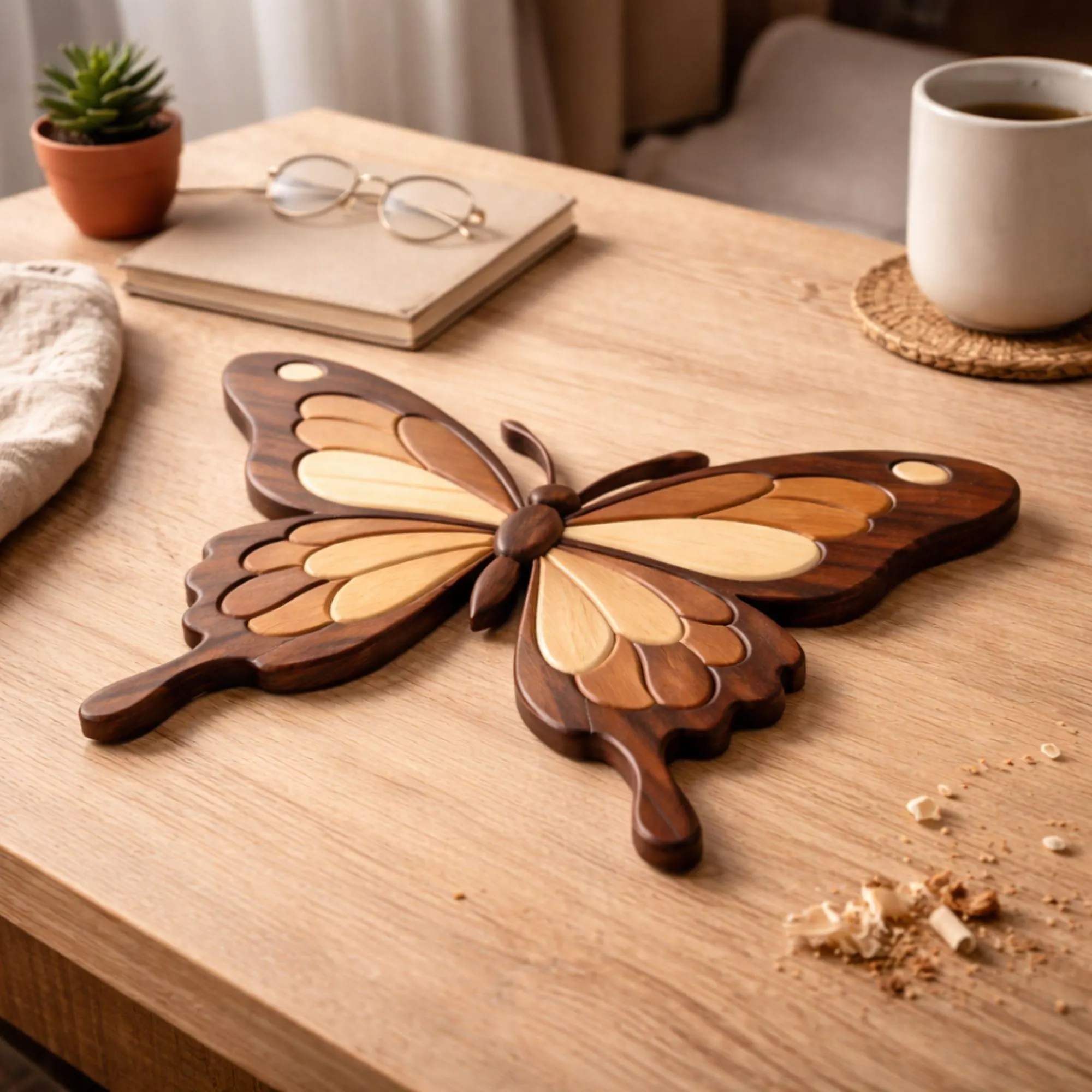 Butterfly Intarsia Wood Wall Art Pattern | Beginner Woodworking Project Digital Download