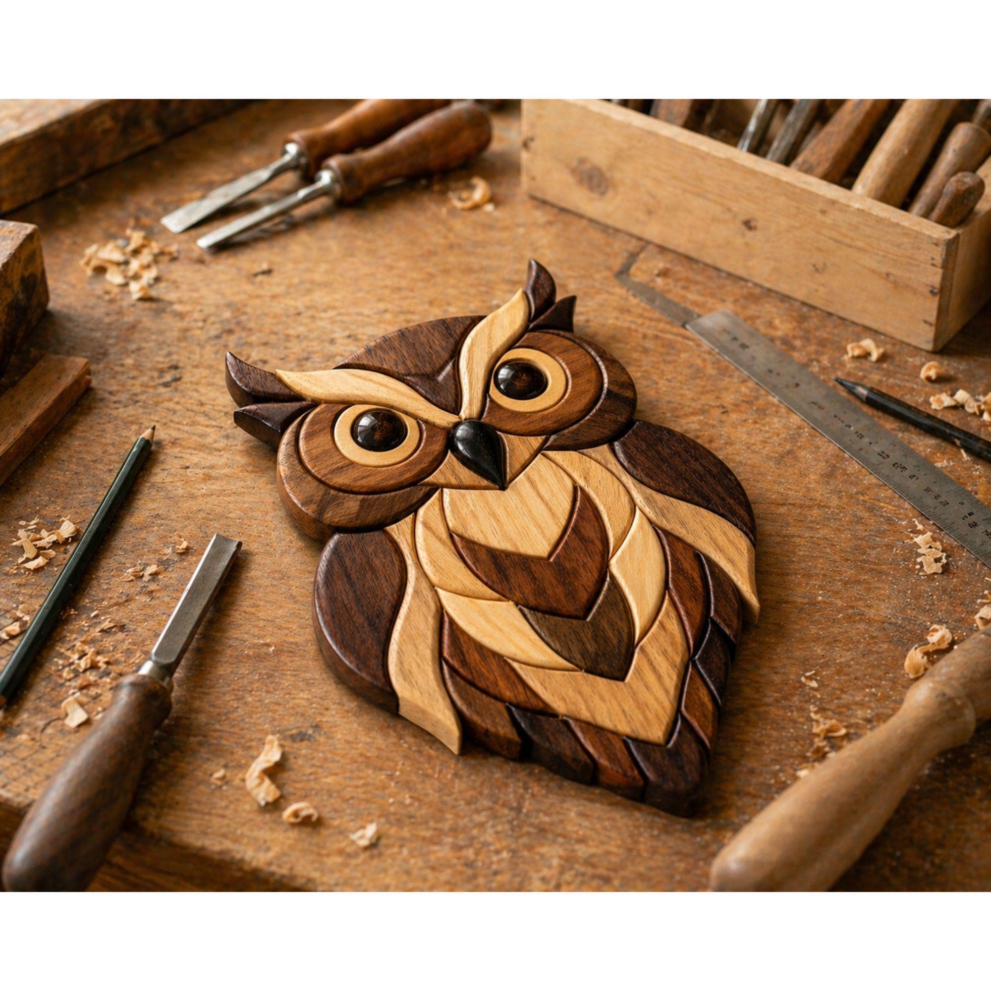 Owl Intarsia Wood Pattern | Scroll Saw Wall Art | Beginner Friendly | (Digital Download)