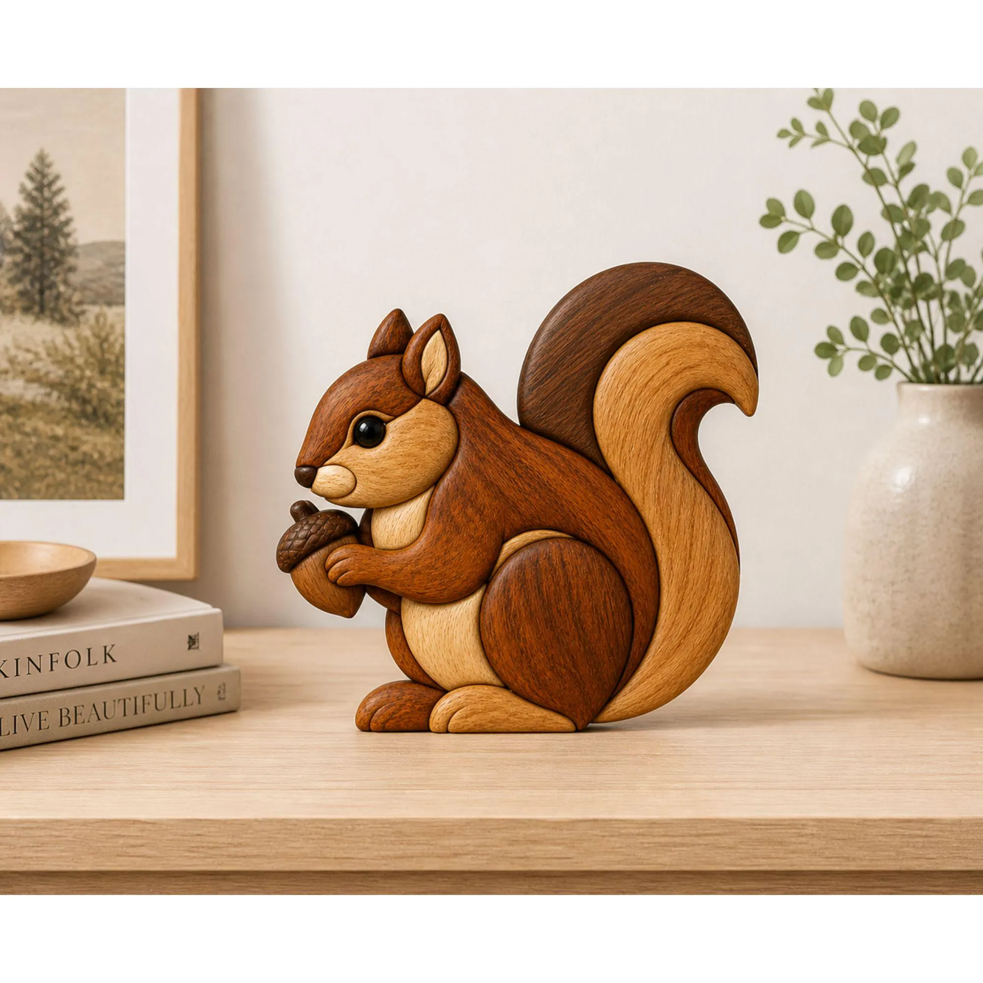 Squirrel Intarsia Pattern PDF | 3D Wood Craft | Beginner friendly | rustic wood art | Digital Download