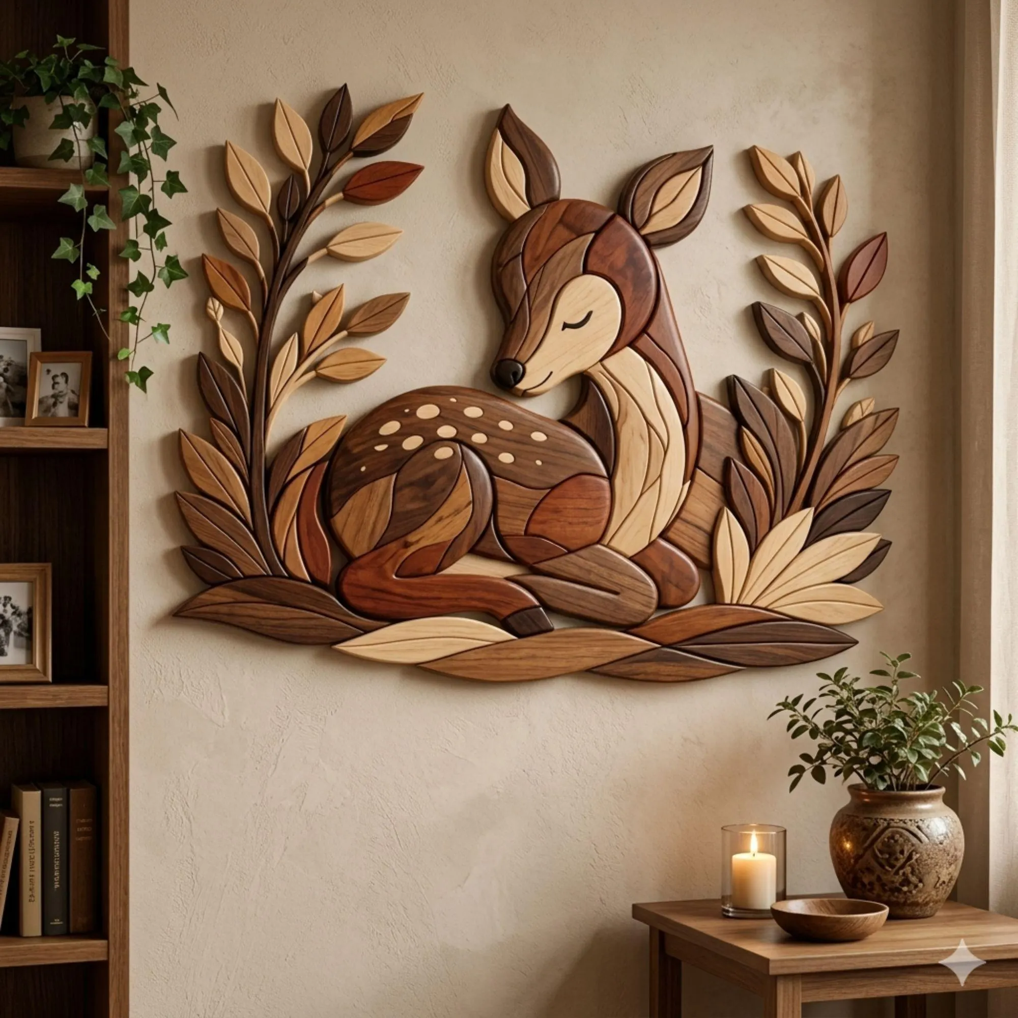 Woodland Deer Intarsia Pattern | Scroll Saw | Wood inlay design | Beginner Friendly | digital download