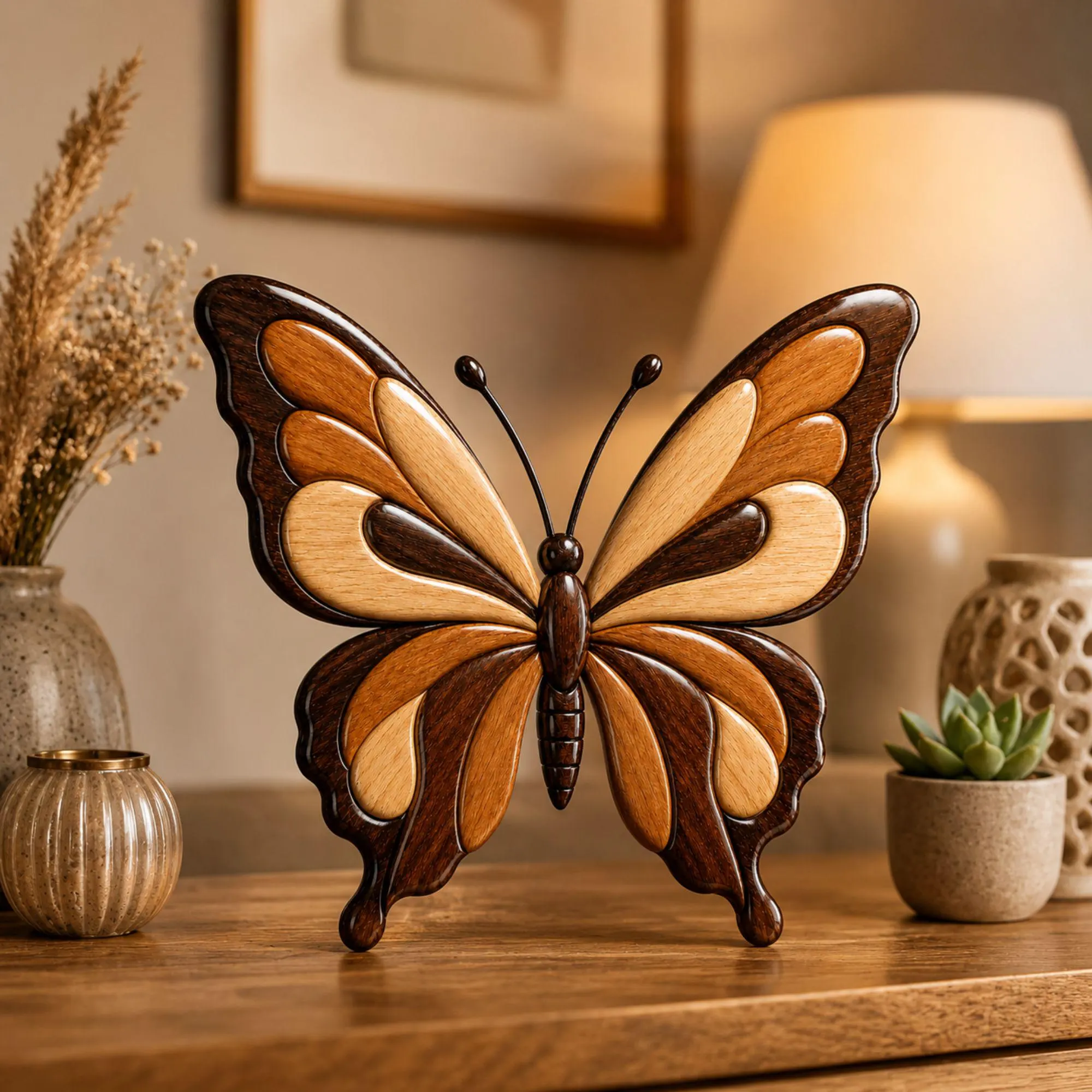Butterfly Intarsia Woodworking Pattern | 3D Layered Wood Wall Art | Wood inlay design | Digital Download