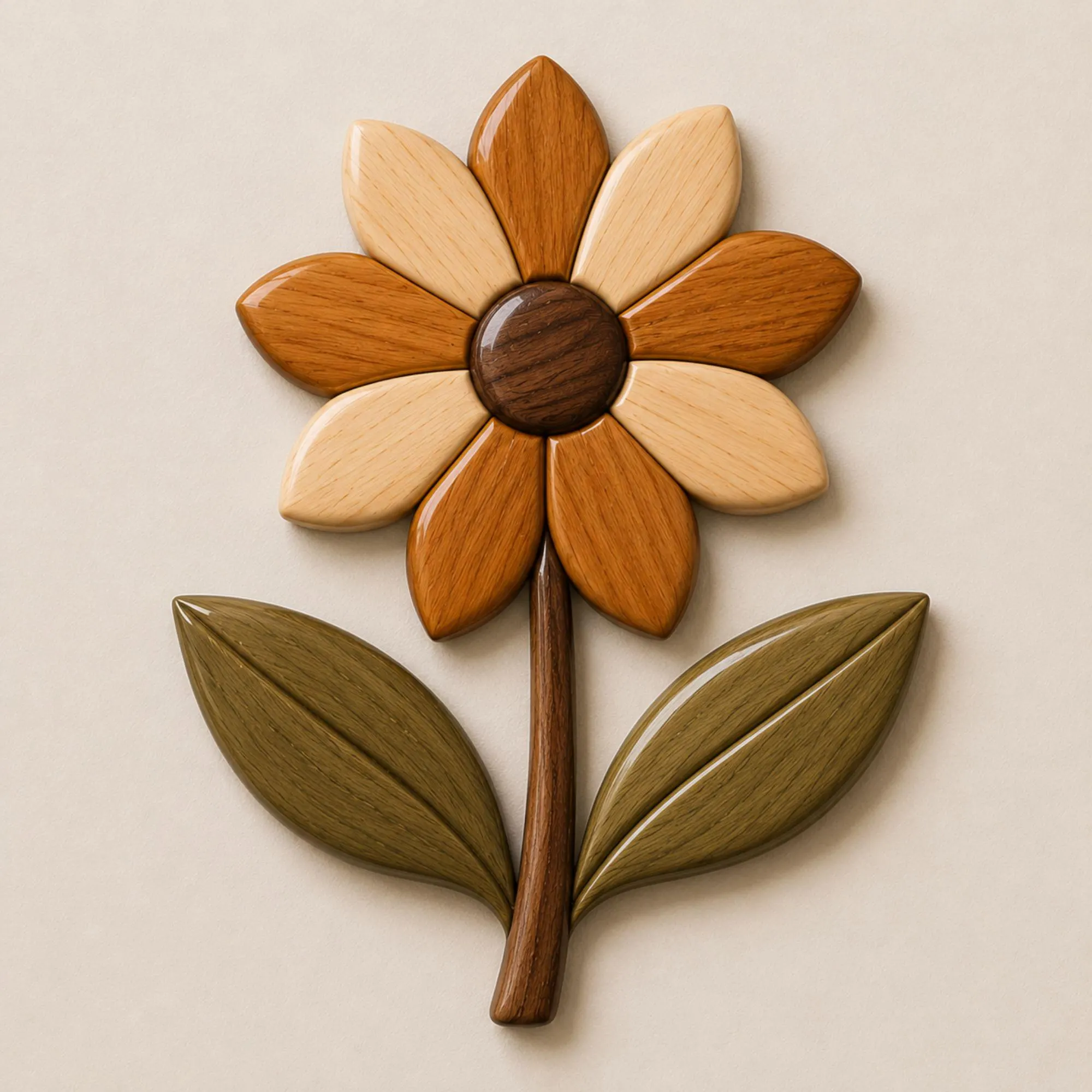 Daisy Flower Intarsia Pattern | Scroll Saw Woodworking Template | Wood inlay design (Digital Download)