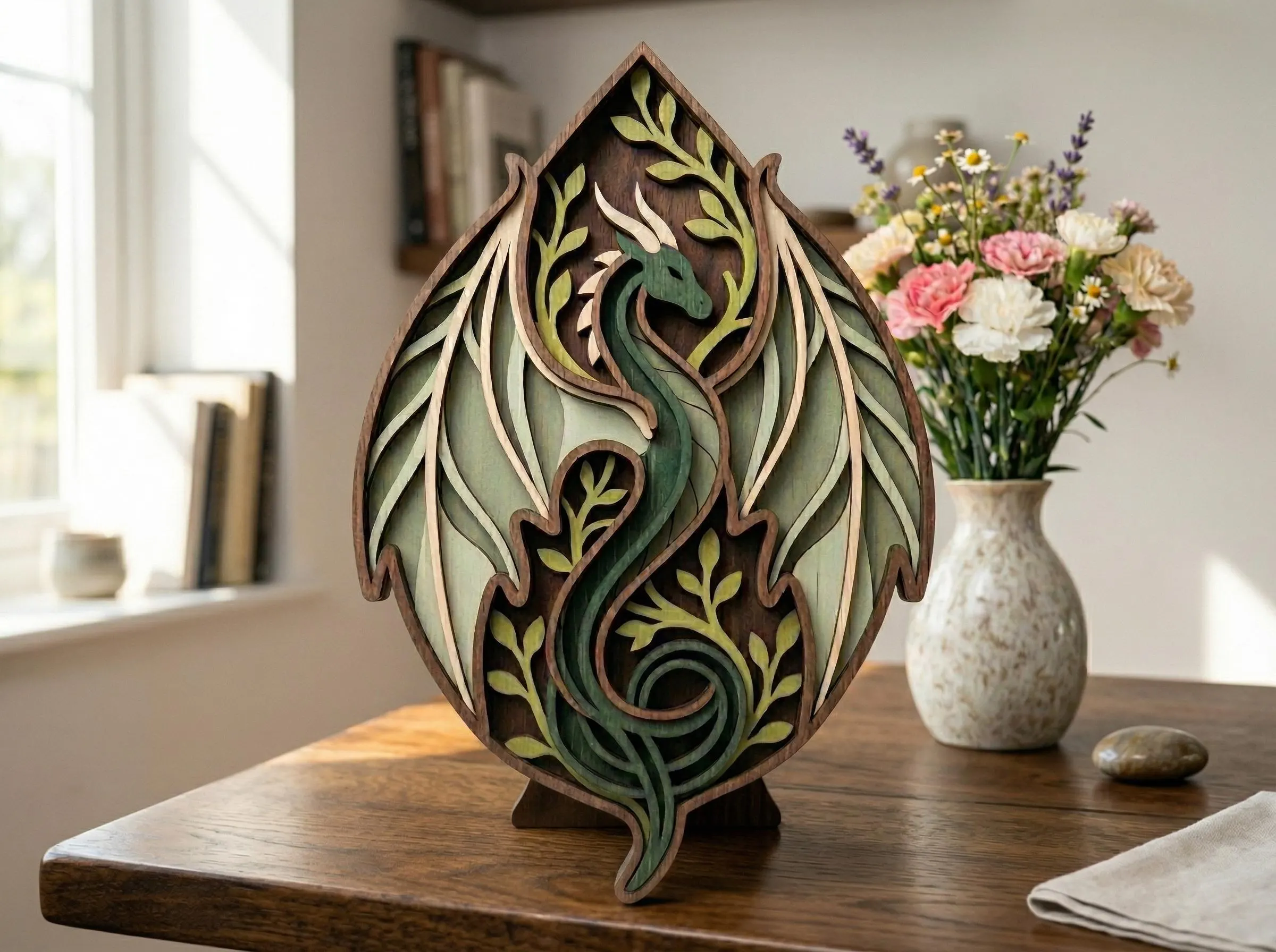 NB114 Layered Fantasy Dragon SVG | 8 Layers Dragon Wall Art | Multilayer Laser Cut File | CNC Wood Design Decor | Digital Download