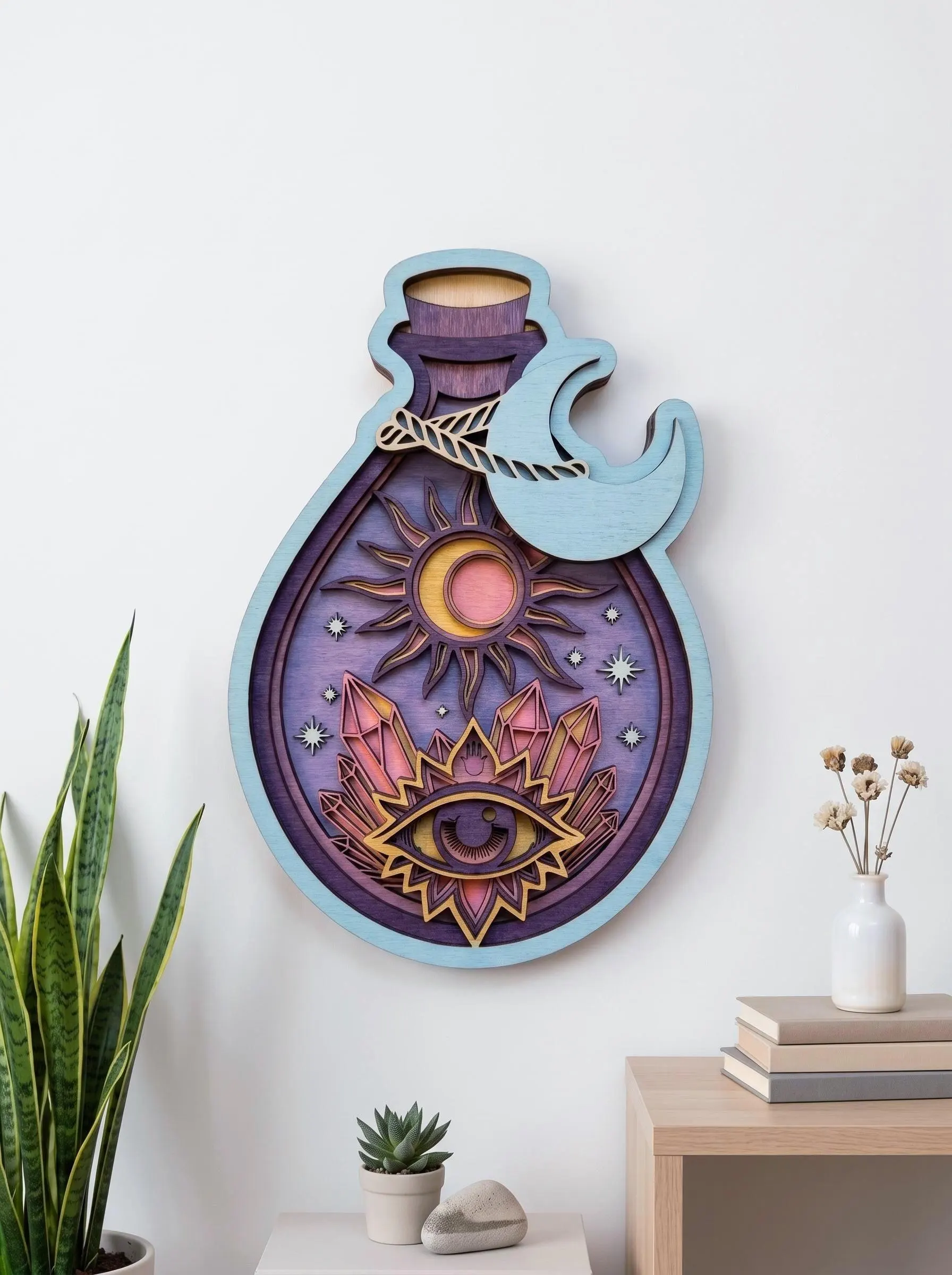 NB578 Mystic Potion Layered SVG | 8 Layers | Witchcore Wall Art | Laser Cut Multilayer File | CNC Wood Decor | Digital Download