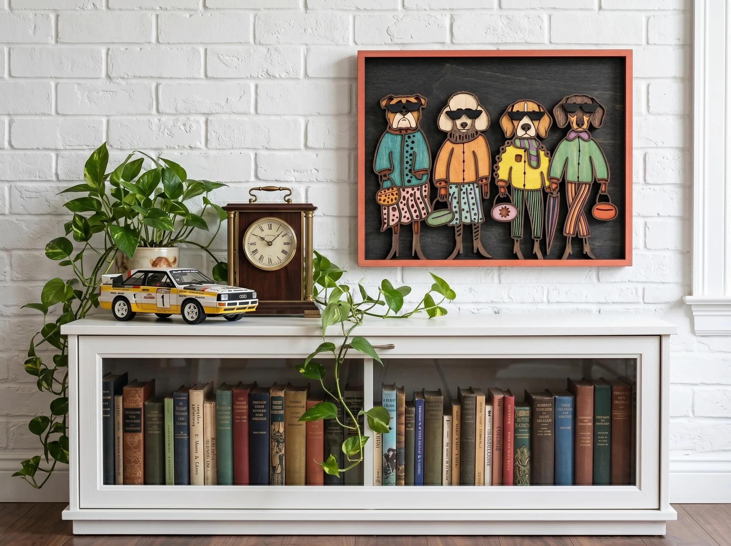 NB384 Fashion Dogs Layered SVG | 8 Layers | Funny Wall Art | Laser Cut Multilayer File | CNC Wood Decor | Digital Download