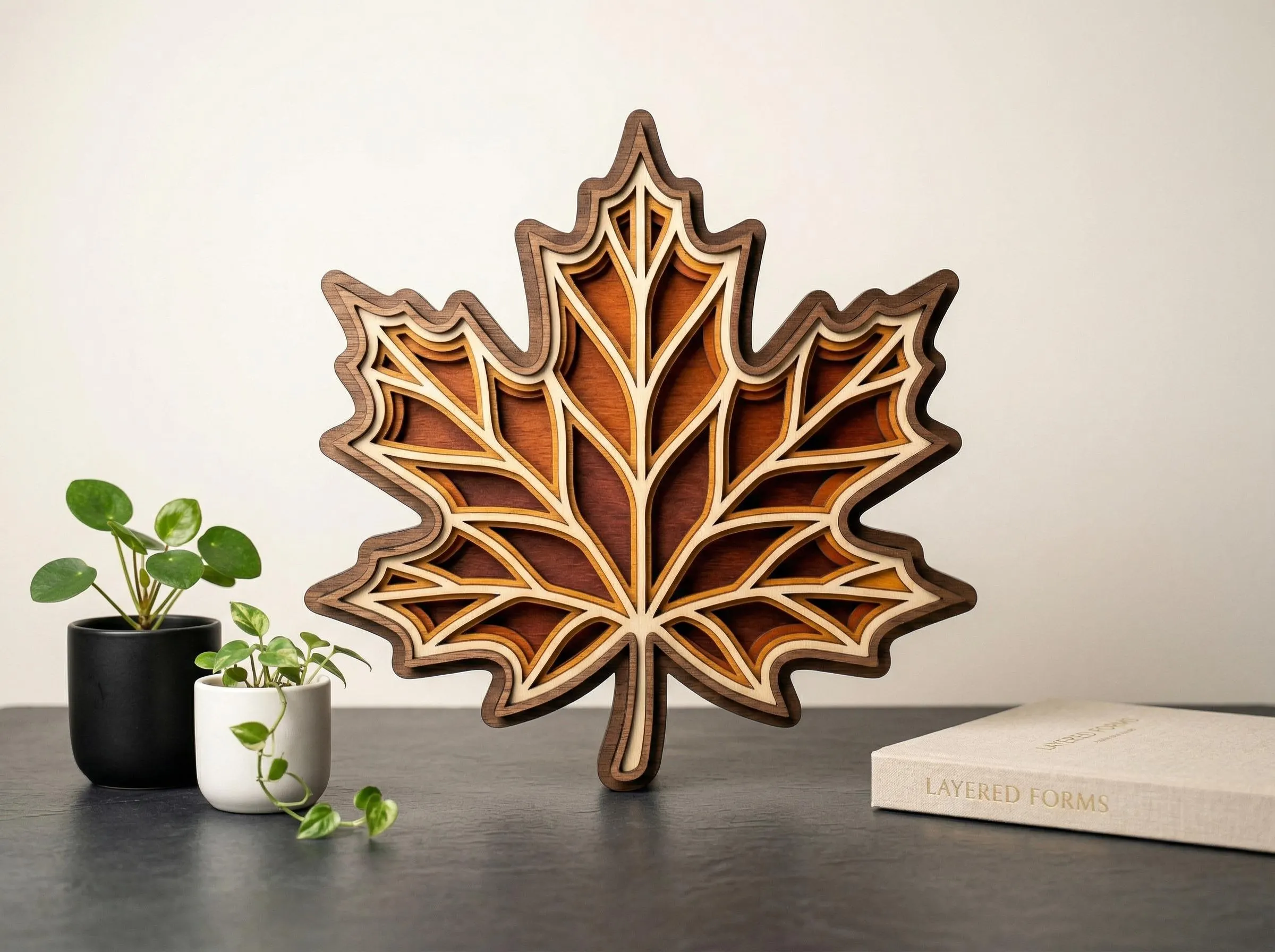 NB105 Layered Maple Leaf SVG | Fall Leaf Laser Cut File | 6 Layers Multilayer Wood Decor CNC | Digital Download