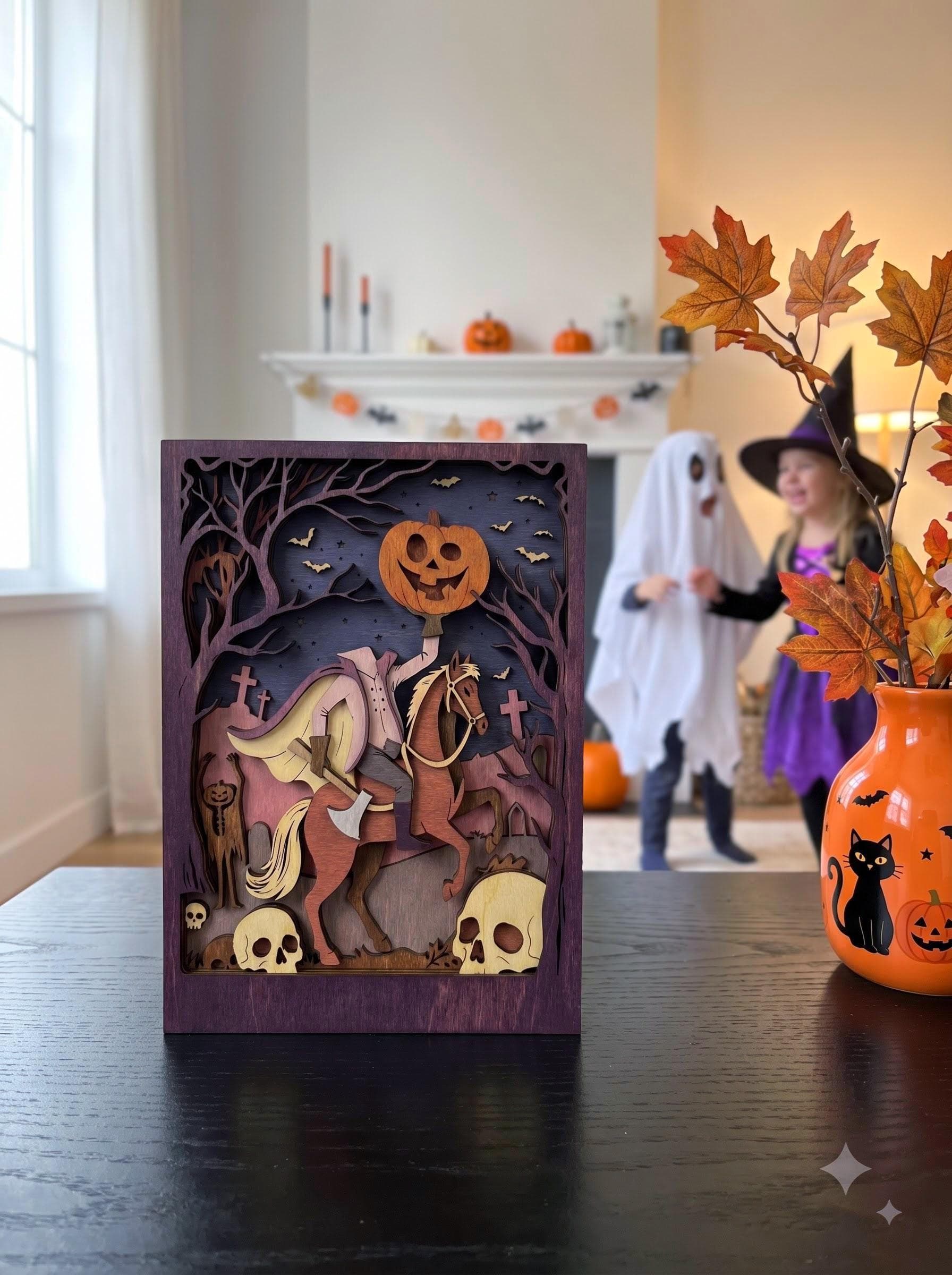 NB631 Sleepy Hollow Layered SVG | 12 Layers | Halloween Horseman Wall Art | Laser Cut Multilayer File | CNC Wood Decor | Digital Download