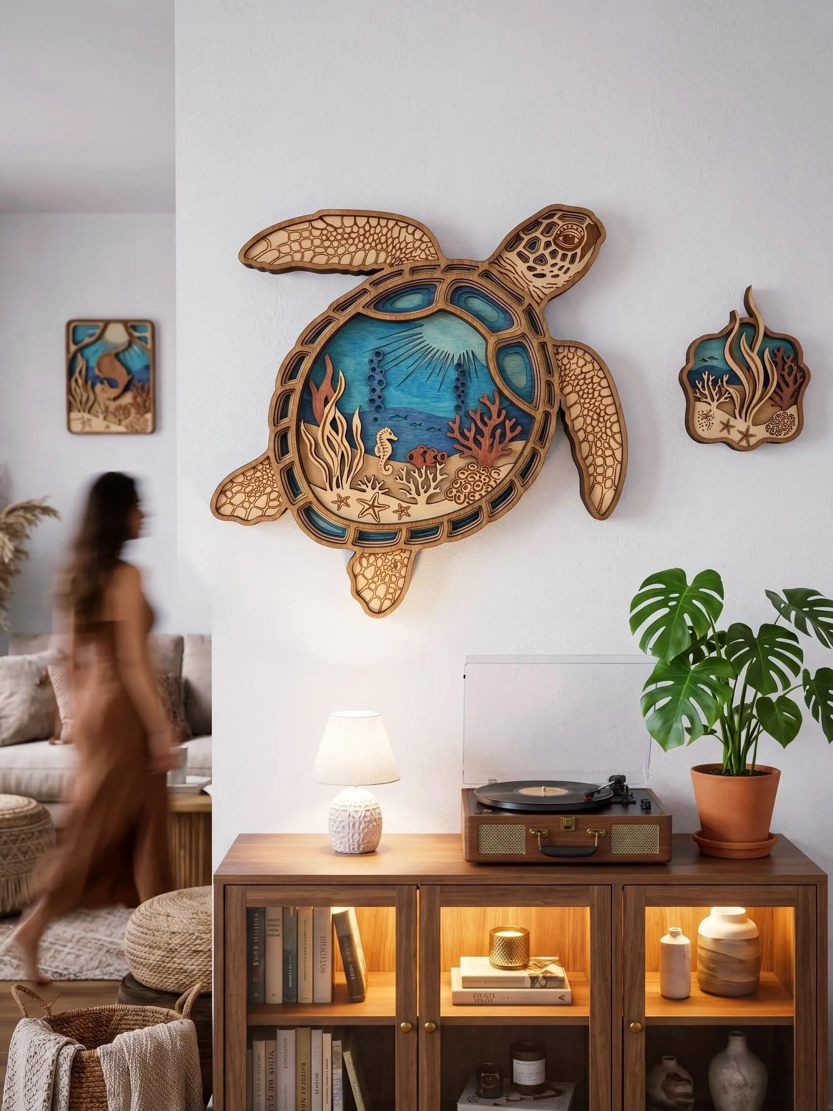 NB626 Sea Turtle Ocean Scene Layered SVG | 8 Layers | Turtle Wall Art | Laser Cut Multilayer File | CNC Wood Decor | Digital Download